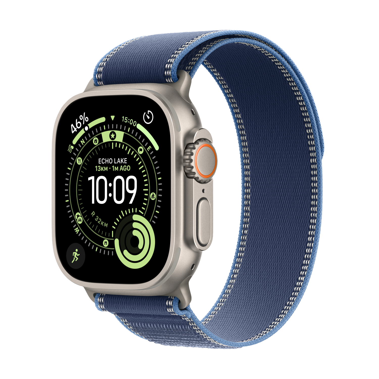 Apple Watch Ultra 3 gps + Cellular - 49mm natural Titanium Case - Blue/bright Blue Trail Loop S/m Smartwatch Natural afbeelding
