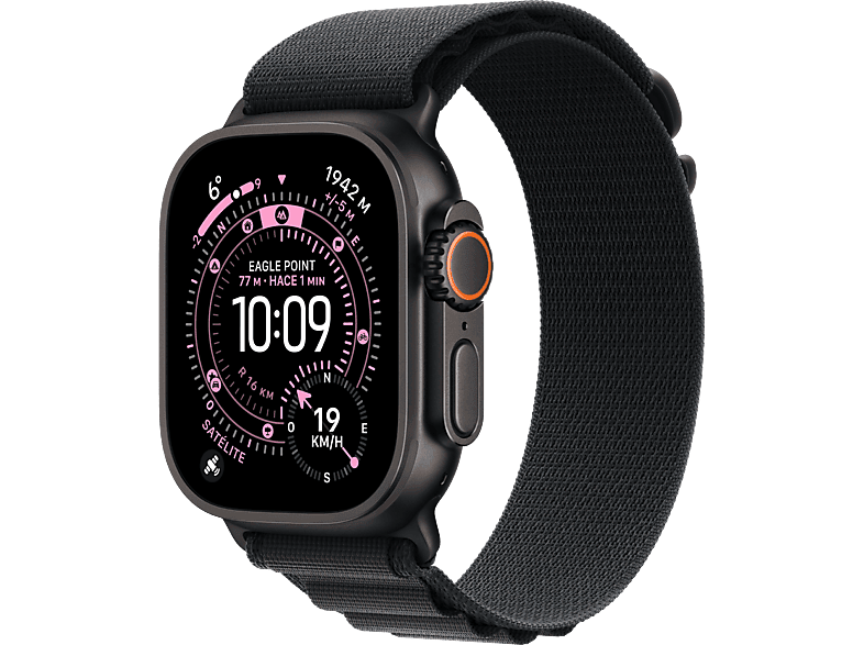 Apple Watch Ultra 3 (2025), GPS+CEL, 49 mm, Caja de Titanio Negro, Correa Alpine Loop L, Calidad del sueño, Via satélite, 42h Autonomía