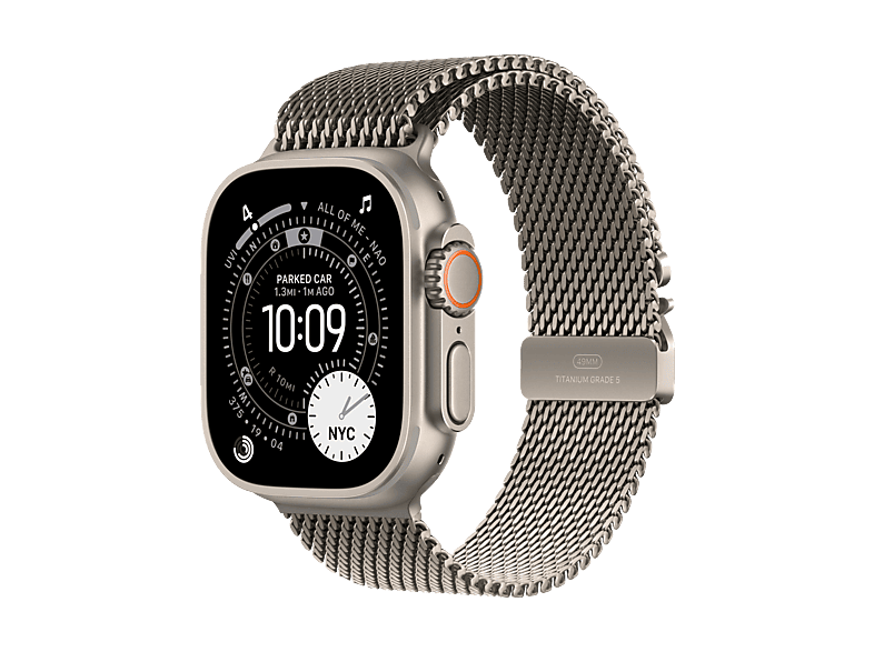 Apple Watch Ultra 3 (2025), GPS+CEL, 49 mm, Caja de Titanio Natural, Correa Titanium Milanese Loop L, Calidad del sueño, Via satélite