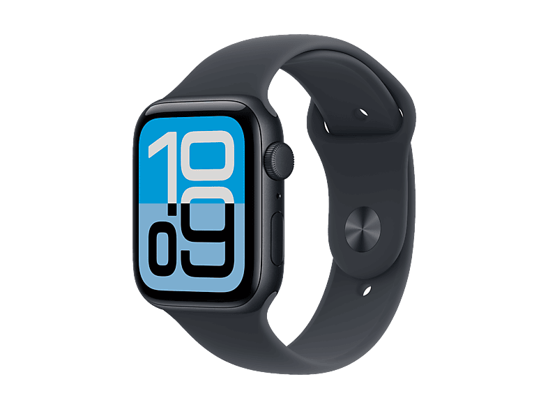 Apple Watch SE 3 (2025), GPS+CEL, 44 mm, Caja de aluminio Medianoche, Correa deportiva S/M, Calidad del sueño, Medición temperatura