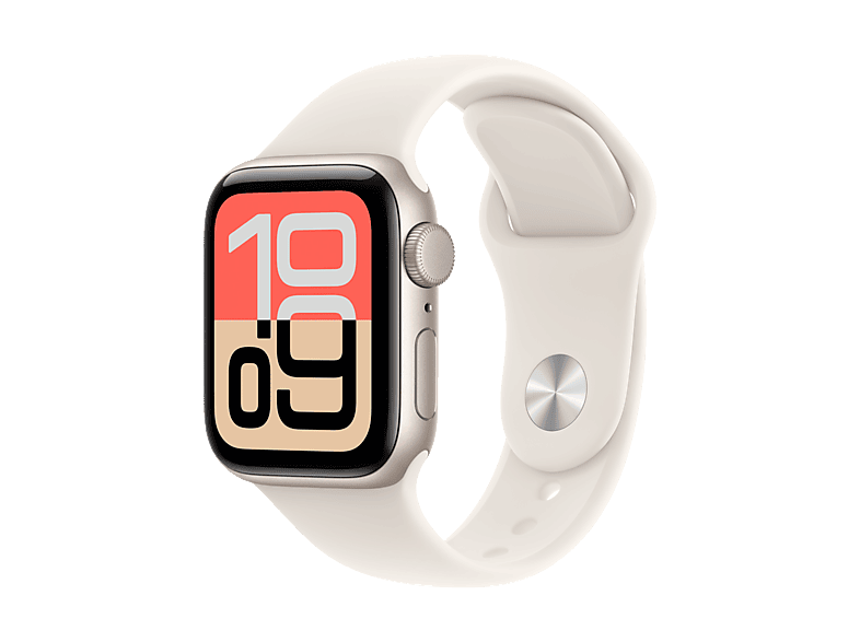 Apple Watch SE 3 (2025), GPS, 44 mm, Caja de aluminio Blanco estrella, Correa deportiva S/M, Calidad del sueño, Medición temperatura