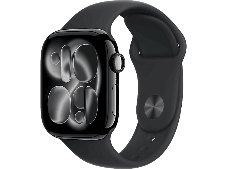 Apple Watch Series 11 (2025), GPS, 42 mm, Caja de aluminio Negro Azabache, Correa deportiva Negra, M/L, Calidad del sueño, 24h Autonomía