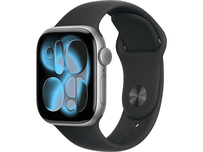 Apple Watch Series 11 (2025), GPS, 42 mm, Caja de aluminio Gris espacial, Correa deportiva Negra, M/L, Calidad del sueño, 24h Autonomía