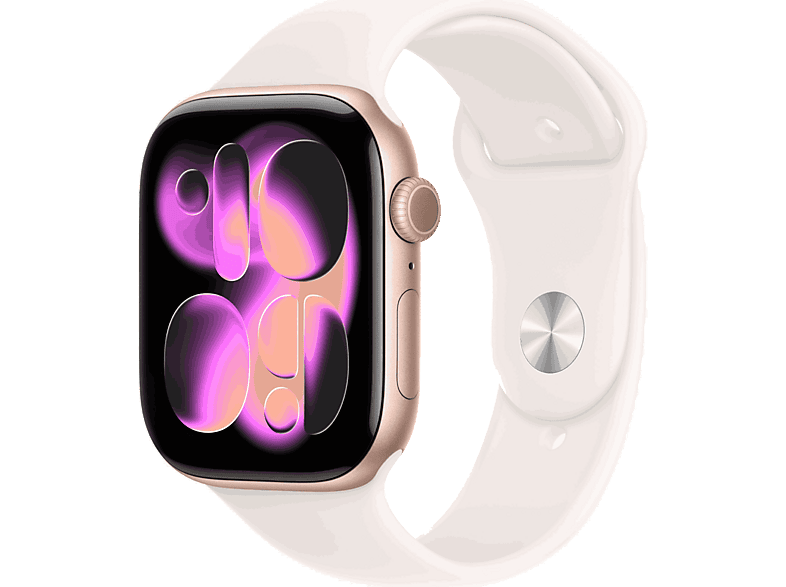 Apple Watch Series 11 (2025), GPS, 46 mm, Caja de aluminio Oro rosa, Correa deportiva Rosa rubor, S/M, Calidad del sueño, 24h Autonomía