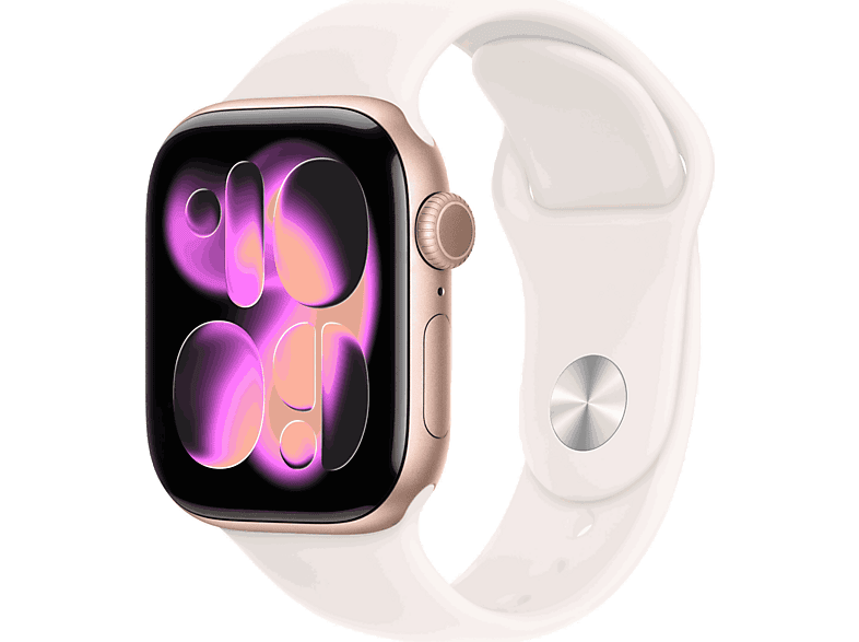 Apple Watch Series 11 (2025), GPS+CEL, 42 mm, Caja de aluminio Oro rosa, Correa deportiva Rosa rubor, S/M, Calidad del sueño, 24h Autonomía
