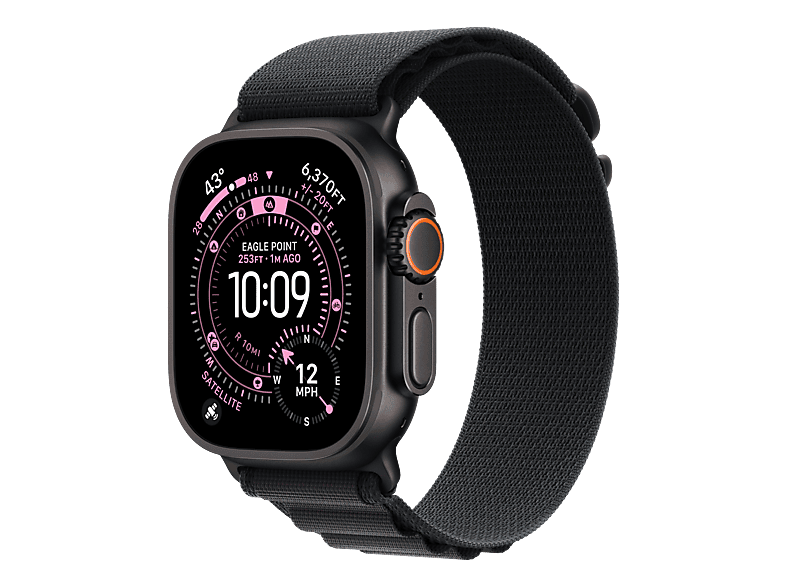 APPLE Watch Ultra 3 (GPS + Cellular) 49 mm Smartwatch Titan, 145 - 190 (M), Black/Black Alpine Loop