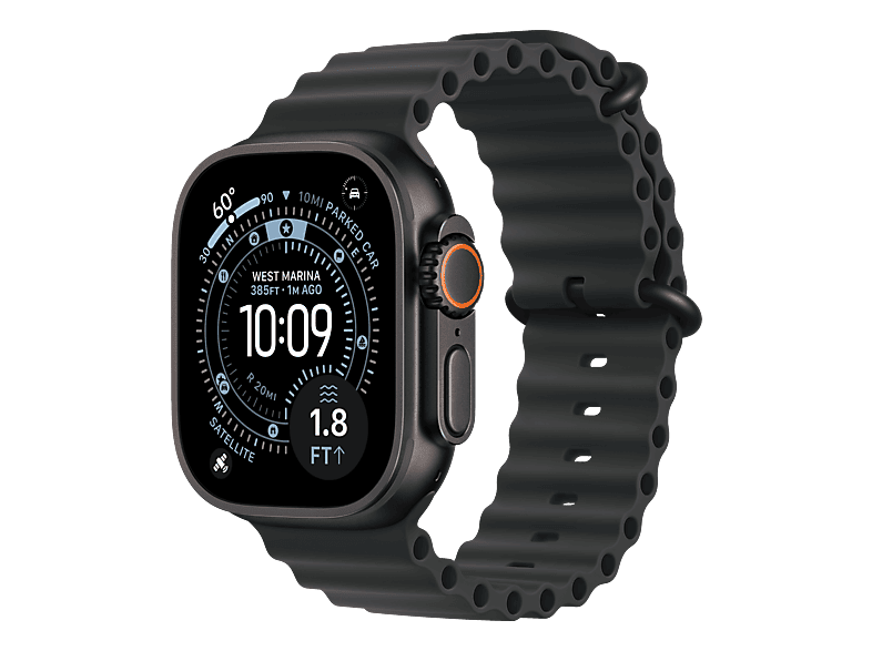 APPLE Watch Ultra 3 (GPS + Cellular) 49 mm Smartwatch Titan, 130 - 200 (One Size), Black/Black Ocean Band