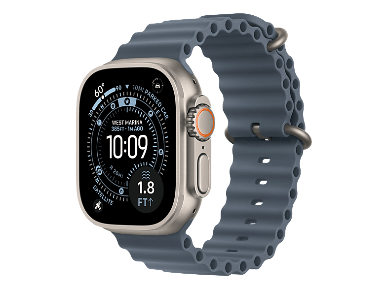 APPLE Watch Ultra 3 (GPS + Cellular) 49 mm Smartwatch Titan, 130 - 200 (One Size), Natural/Black Ocean Band