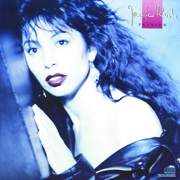 Jennifer Rush album borítója. Nő fekete hajjal és piros rúzzsal, bőr dzsekiben. A "Passion" szöveg és az aláírás látható.