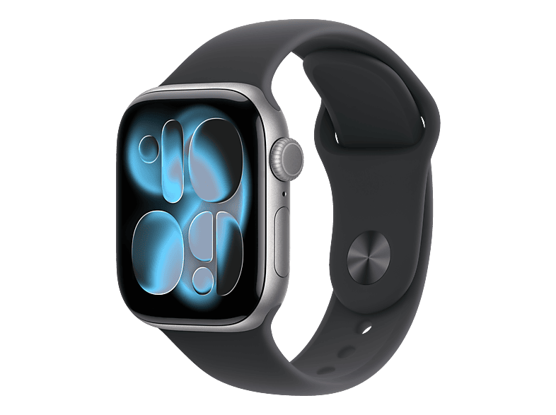 APPLE Watch Series 11 (GPS) 42 mm Smartwatch Aluminium Fluorelastomer, 150 - 200 (M/L), Space Gray/Black Sport Band