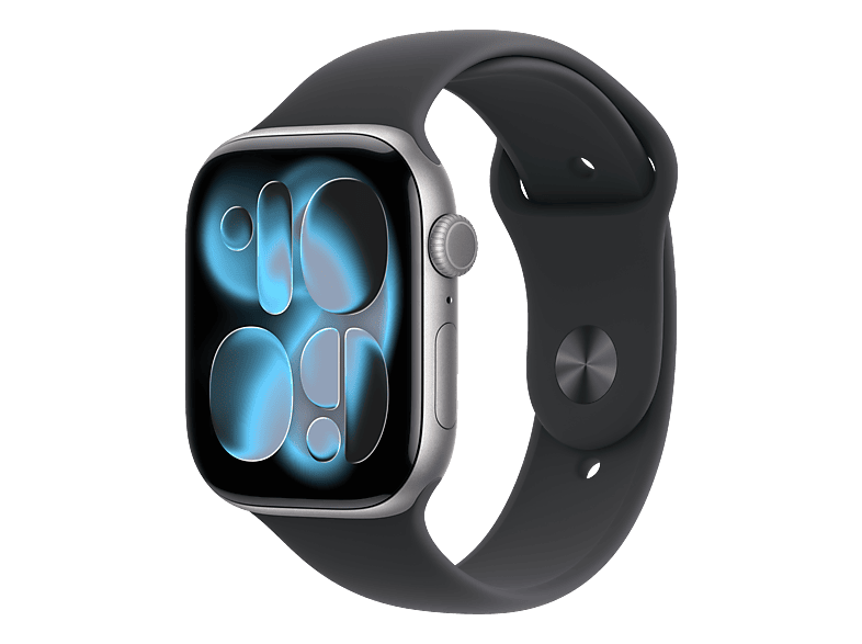 APPLE Watch Series 11 (GPS + Cellular) 46 mm Smartwatch Aluminium Fluorelastomer, 140 - 190 (S/M), Space Gray/Black Sport Band