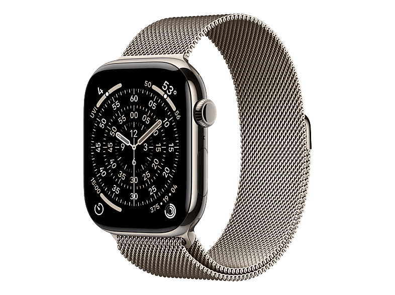 APPLE Watch Series 11 (GPS + Cellular) 46 mm Smartwatch Titan, 150 - 200 (M/L), Natural Titanium/Natural Milanese Loop