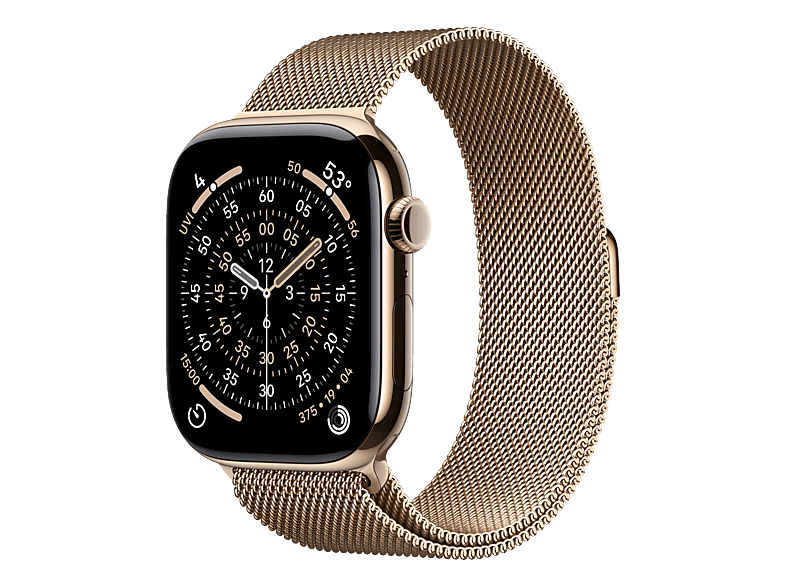 APPLE Watch Series 11 (GPS + Cellular) 46 mm Smartwatch Titan, 150 - 200 (M/L), Gold Titanium/Gold Milanese Loop