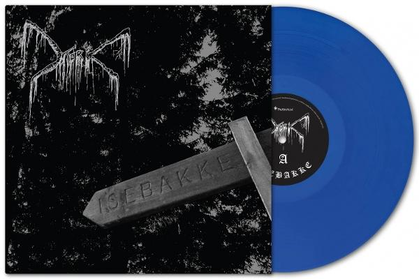 Albumcover mit einer blauen Schallplatte. Das Cover ist schwarz mit Bandnamen und Wegweiser. Das Vinyl-Etikett hat auch den Bandnamen.