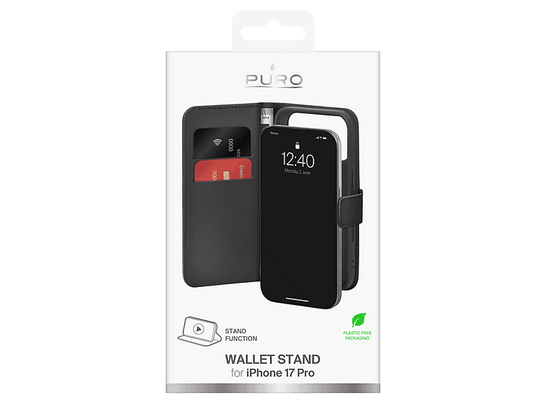 Etui z klapką PURO Wallet Stand do iPhone 17 Pro Czarny – zdjęcie 3