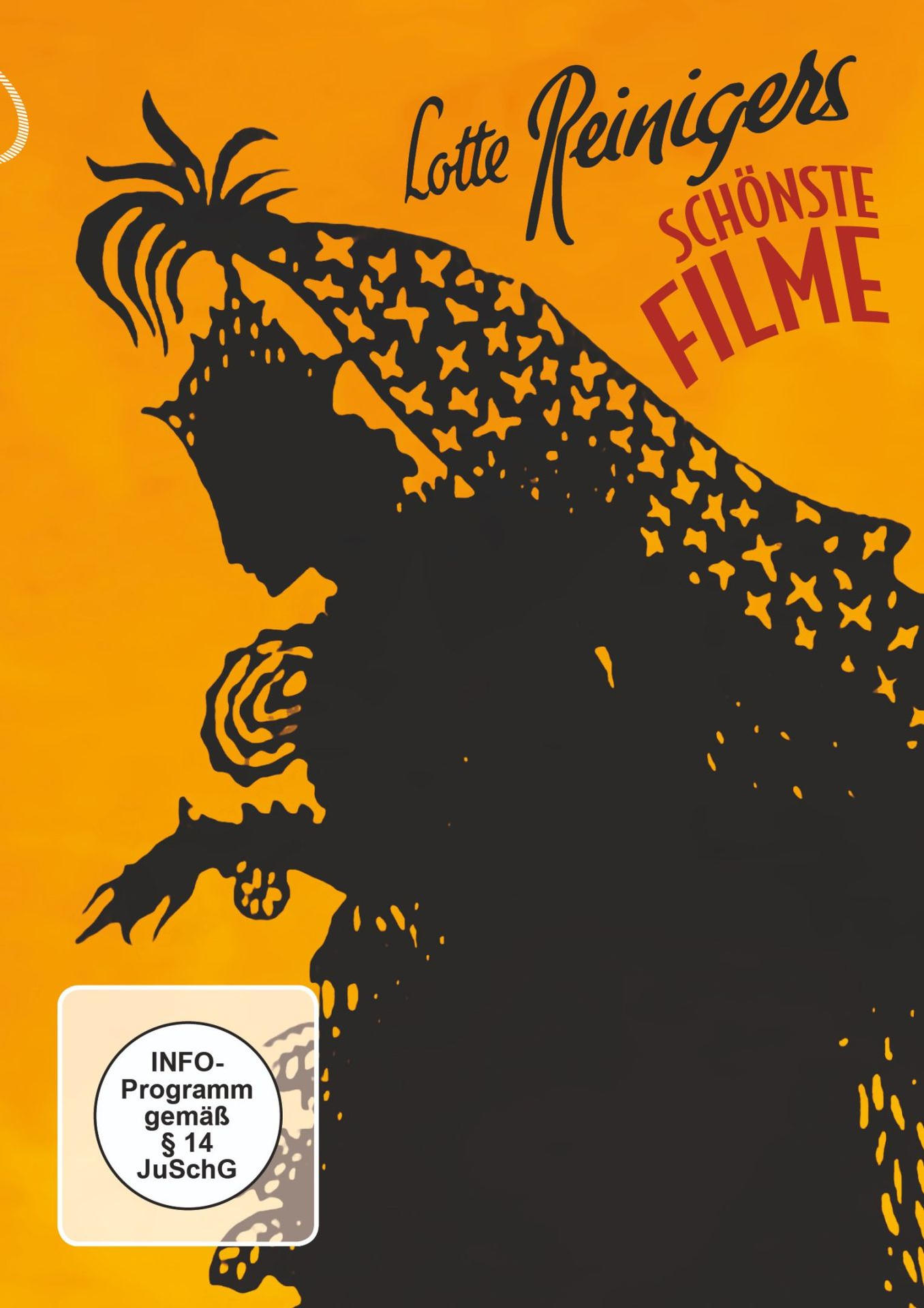 Schwarz-Silhouetten-Poster mit gelbem Hintergrund und Text.