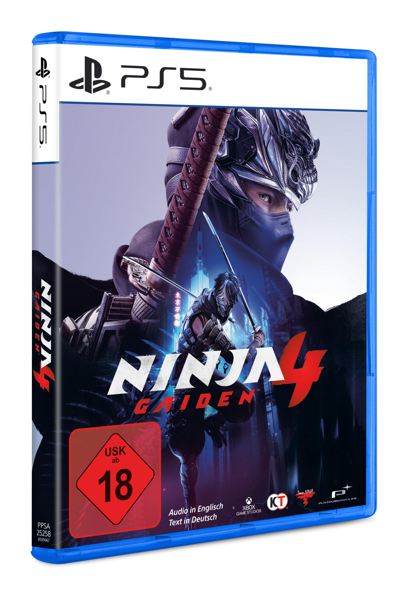 Playstation 5 Hülle mit Ninja Gaiden Cover, USK 18 Siegel.
