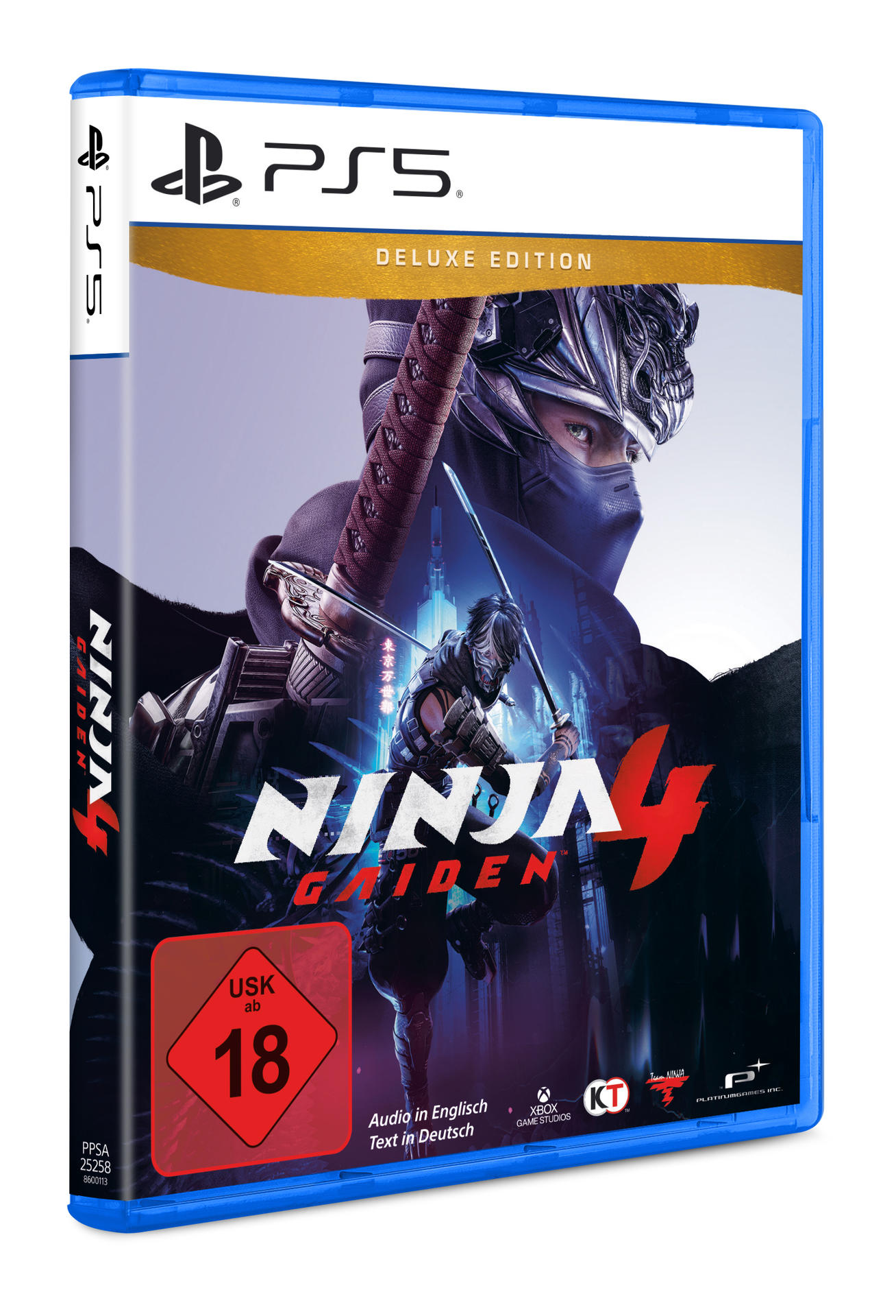 PlayStation 5 Spiel "Ninja Gaiden 4" Deluxe Edition Hülle mit Ninja-Krieger.