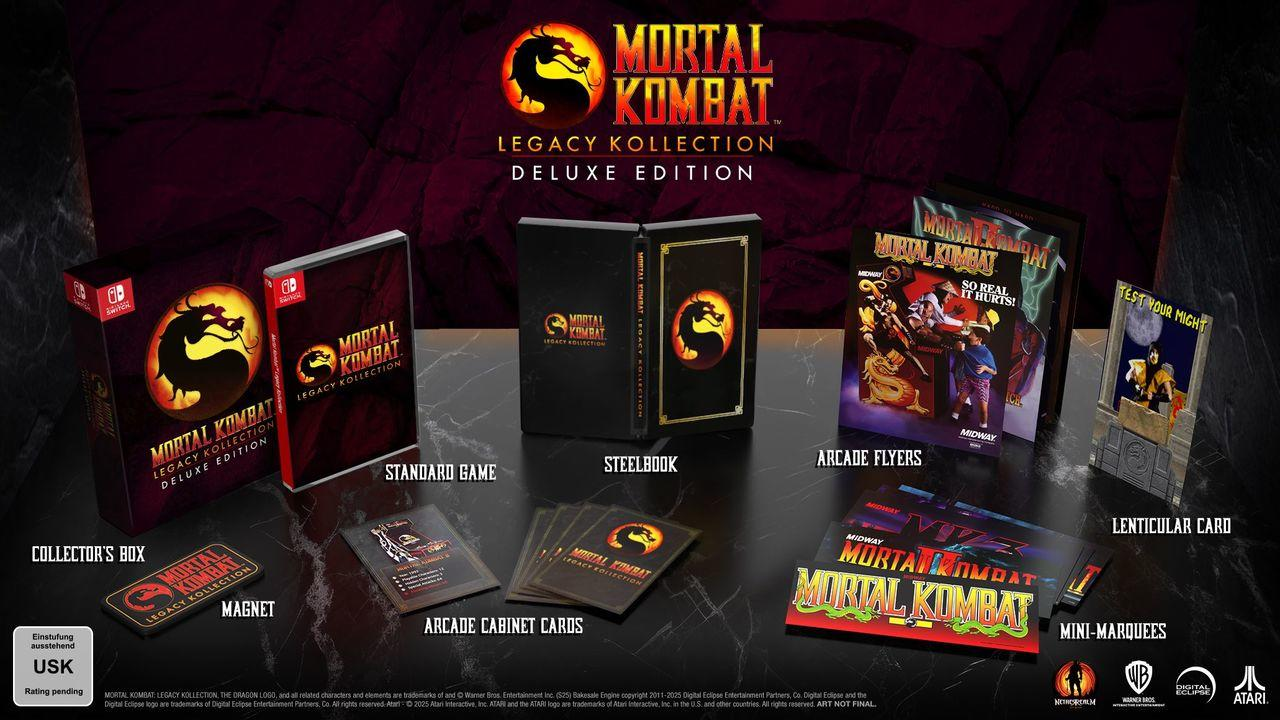 Mortal Kombat Legacy Kollection Deluxe Edition Box-Set mit Steelbook, Arcade-Flyern und einer Lentikular-Karte.