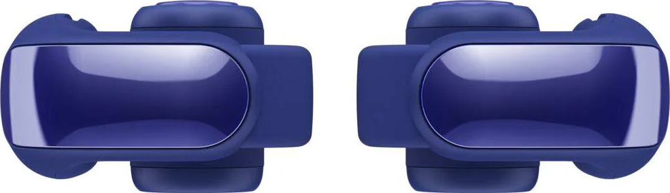 Zwei blaue, futuristisch aussehende Geräte mit metallischen, reflektierenden Oberflächen. Sie haben abgerundete Formen und Vorsprünge.