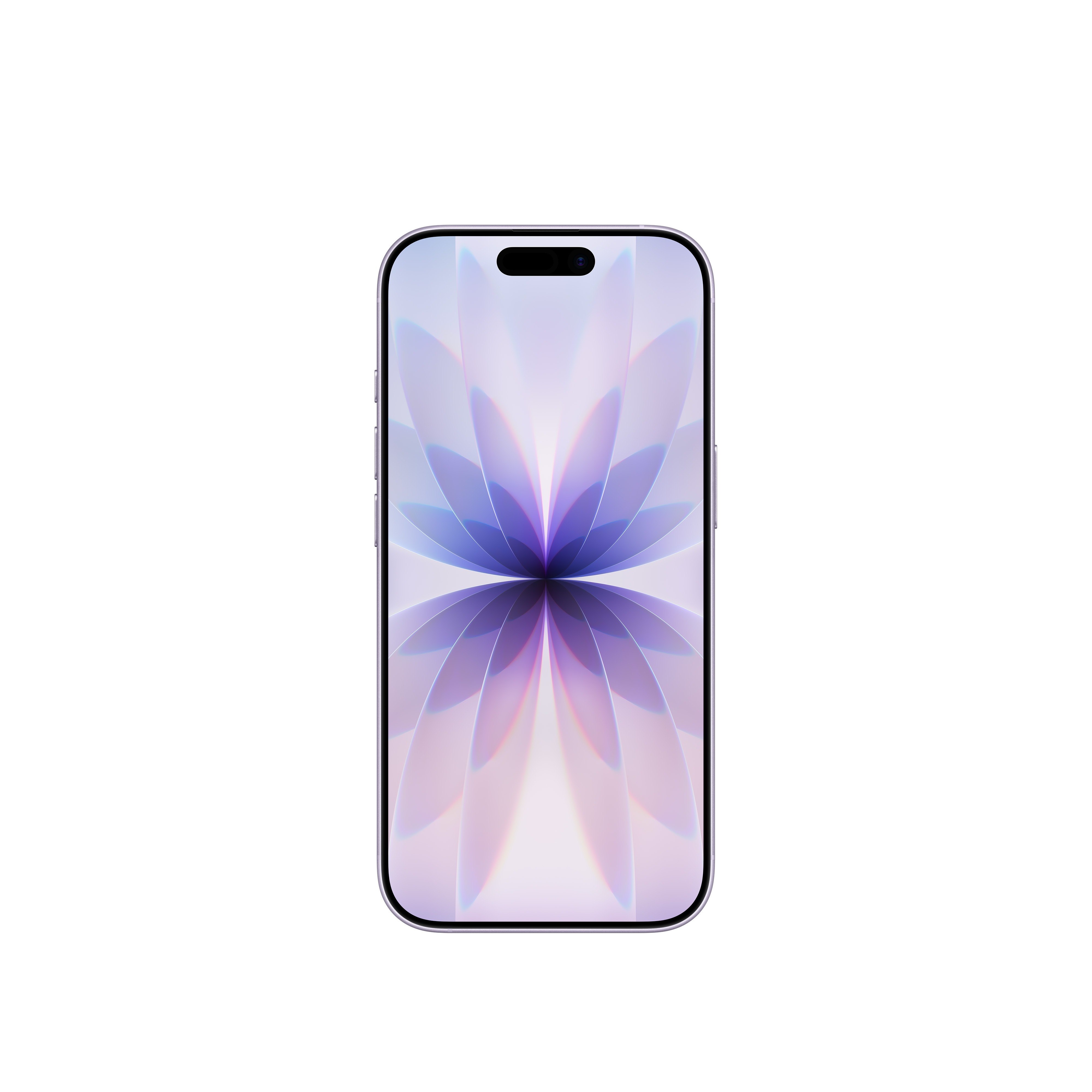 Un smartphone avec un design floral sur l'écran, sur fond blanc.