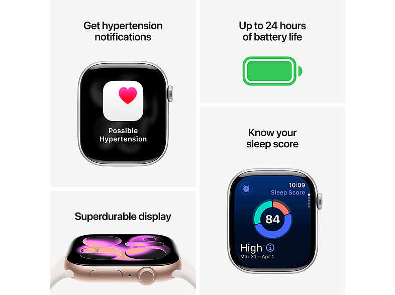 Apple Watch Series 11 GPS 42 mm boîtier en aluminium bracelet de sport rose pâle M/L