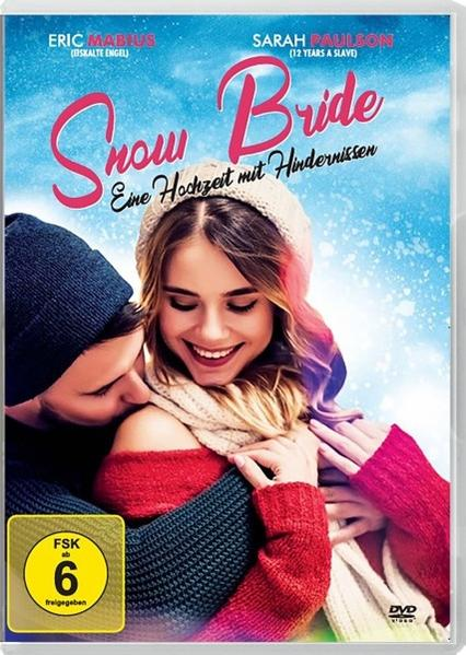 DVD-Cover mit einem sich umarmenden Paar. Titel: Snow Bride. Frau mit Hut und Schal, Mann mit Mütze, beide lächeln. FSK 6 Logo.