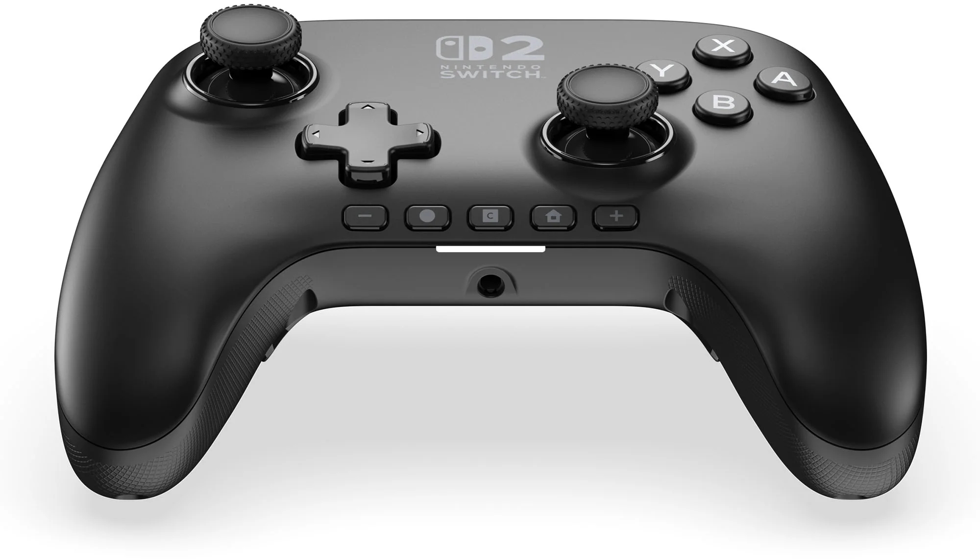 Fekete Nintendo Switch kontroller. Gombok, joystickek és iránygombok. Nintendo Switch logó felül.