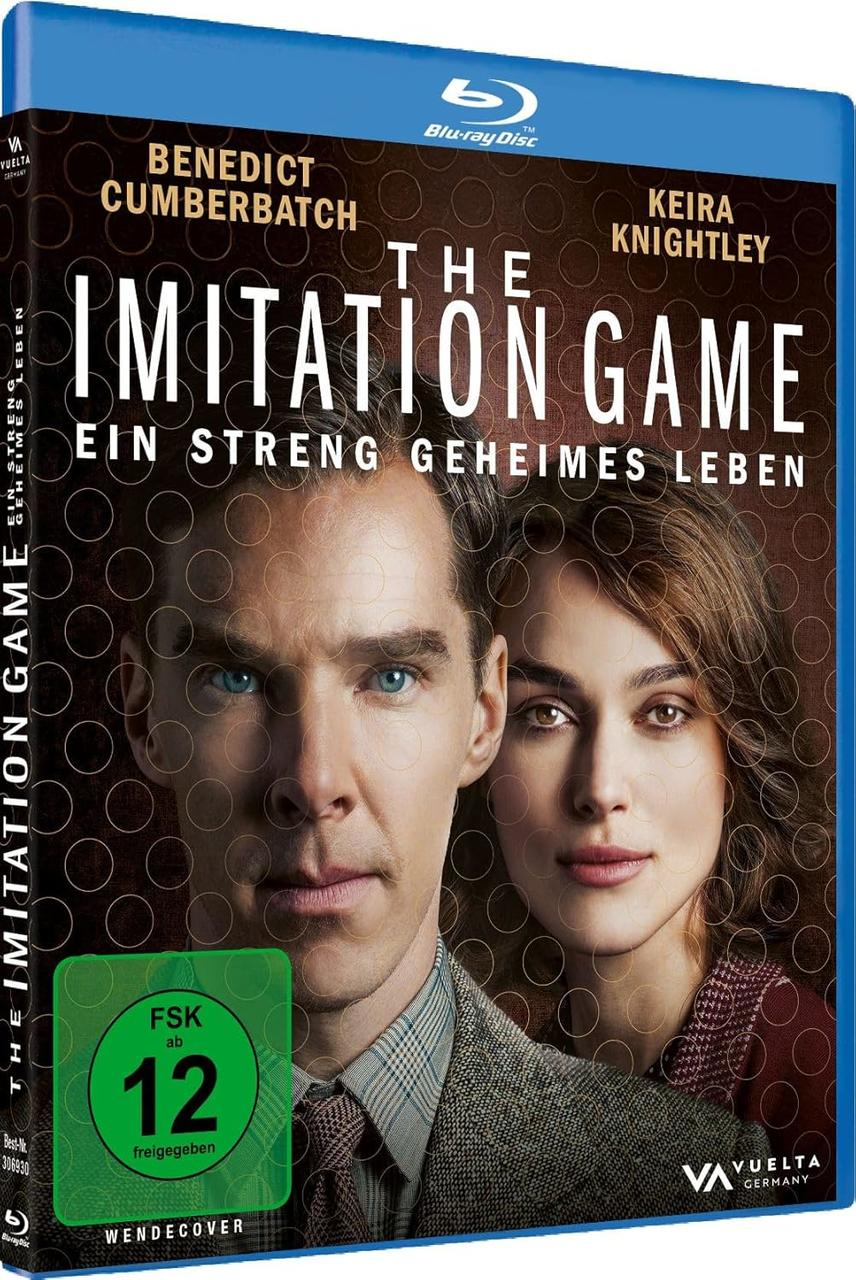 Blu-ray-Cover von 'The Imitation Game' mit Benedict Cumberbatch und Keira Knightley. Mit grünem Bewertungsetikett und deutschem Text.
