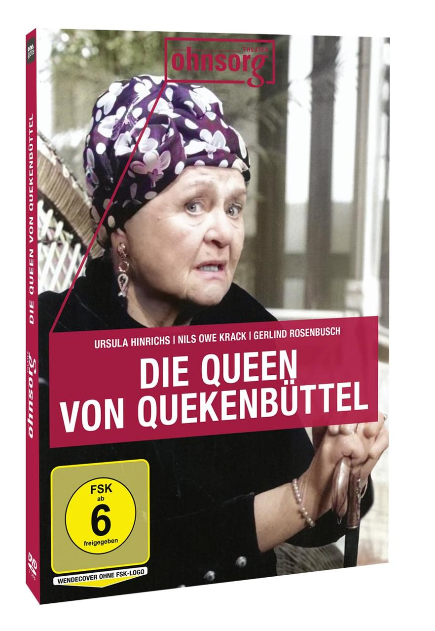 DVD-Cover von 'Die Queen von Quekenbüttel'. Zeigt eine Frau mit Blumenkopftuch, Filmtitel und FSK-Einstufung.