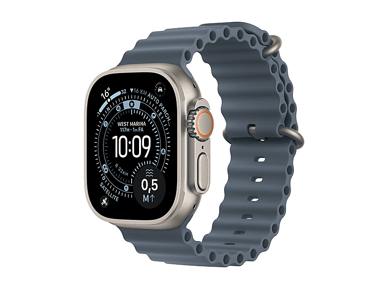 Apple Watch Ultra 3 GPS + Cellular, Cassa in titanio naturale (49 mm) con Cinturino Ocean blu salmastro Smartwatch