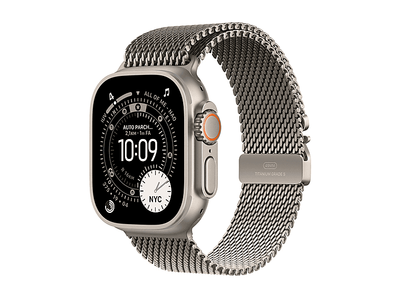 Apple Watch Ultra 3 GPS + Cellular, Cassa in titanio naturale (49 mm) con Loop maglia milanese - Medium Smartwatch