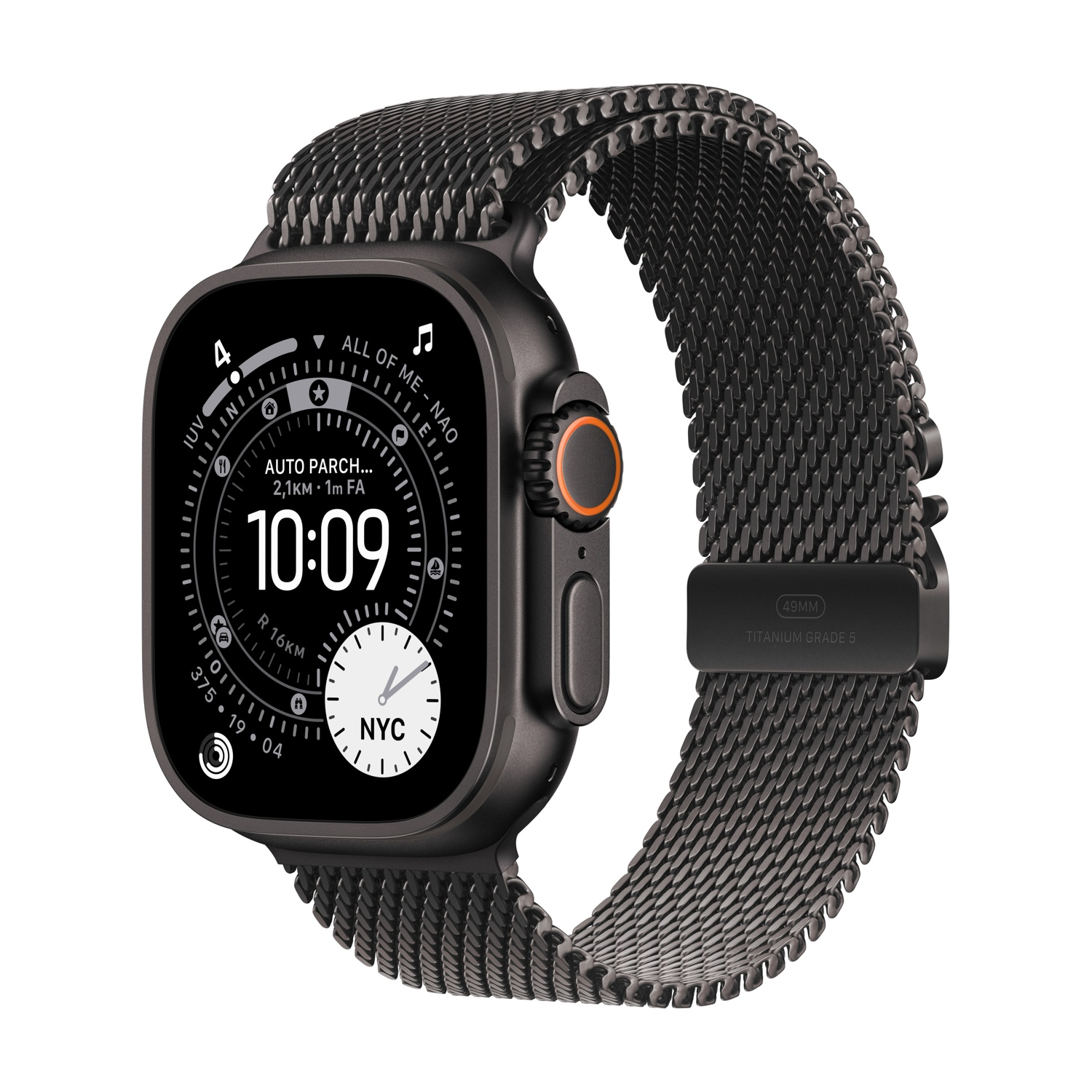 APPLE Watch Ultra 3 GPS + Cellular, Cassa in titanio nero (49 mm) con Loop in maglia milanese in titanio nero - Large