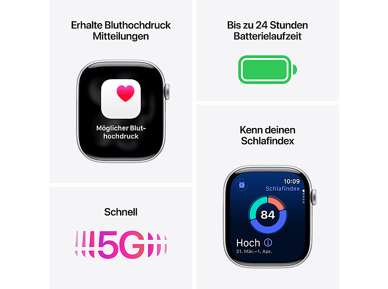 APPLE Watch Series 11 Cellular 46, 2025 Smartwatch Aluminiumgehäuse Fluorelastomer, 140-190 mm, Diamantschwarz