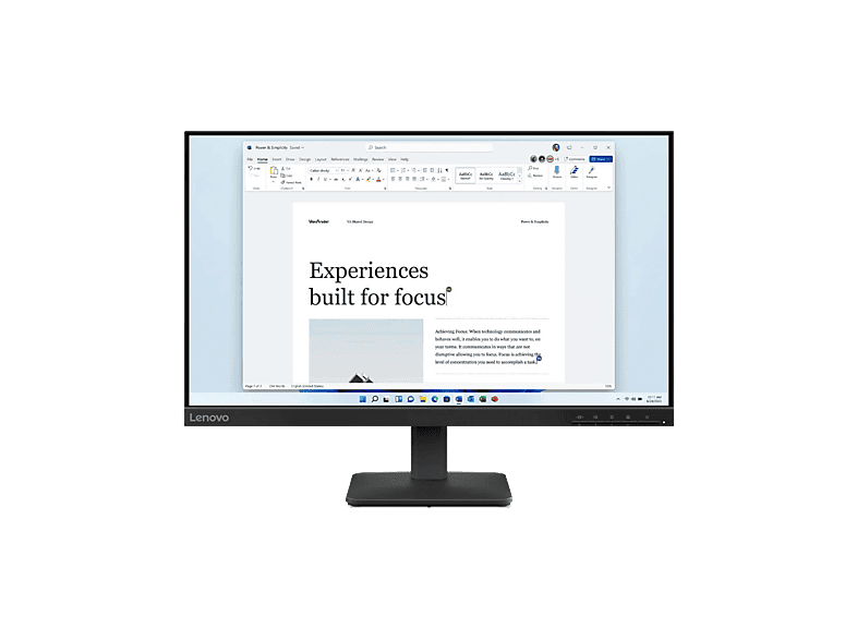 Monitor - Lenovo L24-4e, 23.8" Full-HD, 100 Hz, 6 ms, IPS, 1x HDMI® 1.4, VGA, Negro