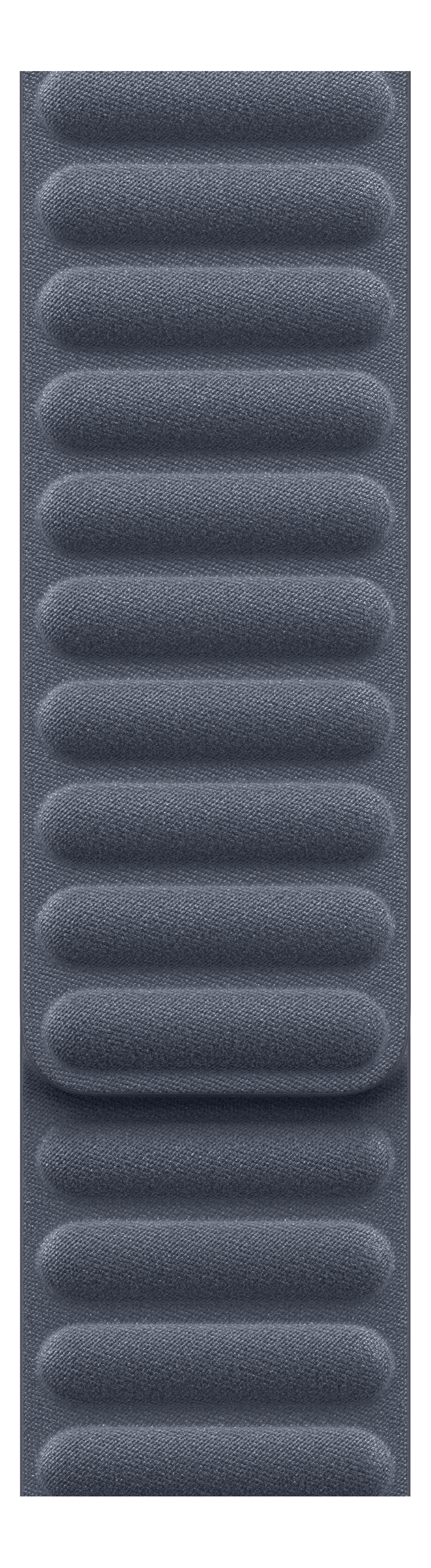 Gros plan sur une matière texturée gris foncé avec des crêtes horizontales arrondies. Le tissu est tissé serré.