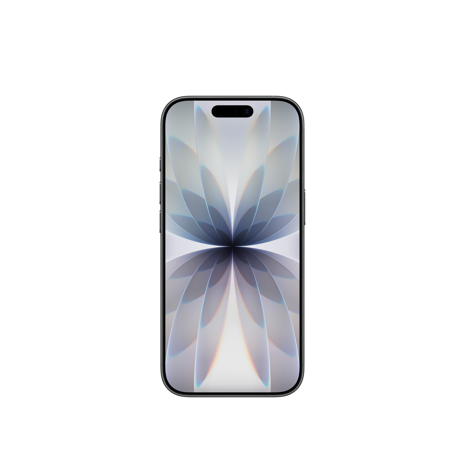 Un smartphone con una pantalla que muestra un patrón floral. El teléfono está centrado sobre un fondo blanco.