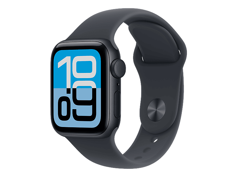 APPLE Watch SE 3 (GPS) 40 mm Smartwatch Aluminium Fluorelastomer, 150 - 200 (M/L), Midnight/Midnight Sport Band