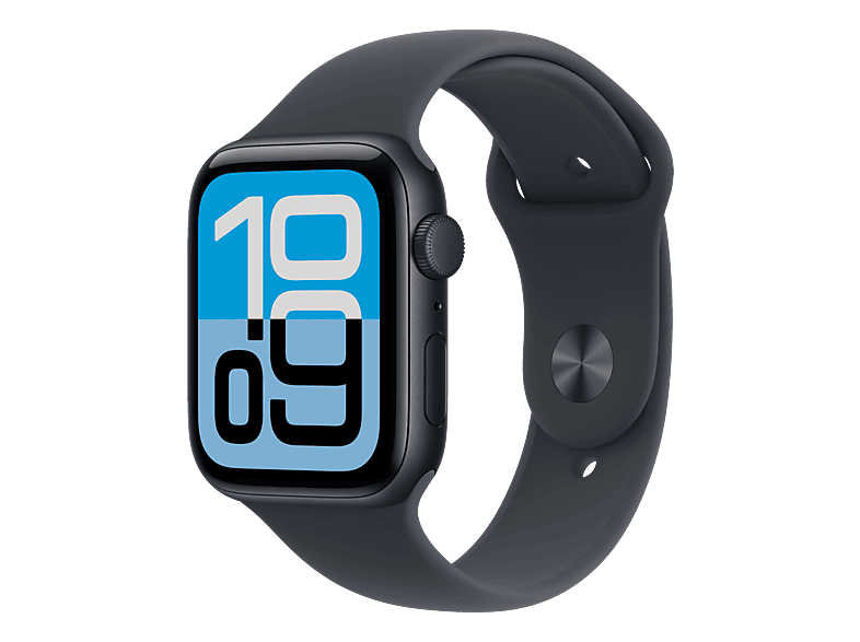 APPLE Watch SE 3 (GPS) 44 mm Smartwatch Aluminium Fluorelastomer, 140 - 190 (S/M), Midnight/Midnight Sport Band