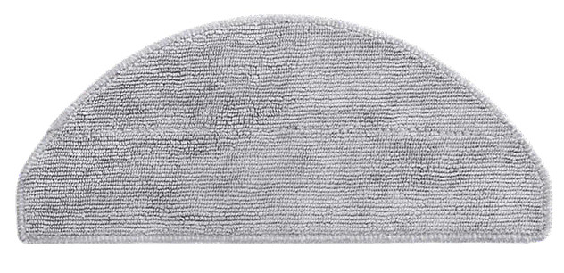 Szara, półokrągła nakładka do mopa z mikrofibry na białym tle. Ma teksturowaną powierzchnię i zaokrągloną krawędź.