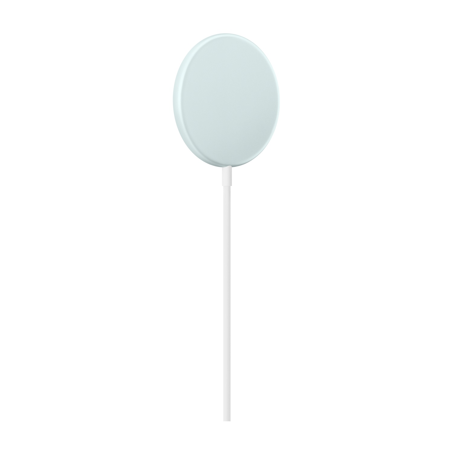 Un disco azzurro chiaro su un bastoncino bianco, simile a un lecca-lecca, su sfondo bianco. Il disco è centrato.