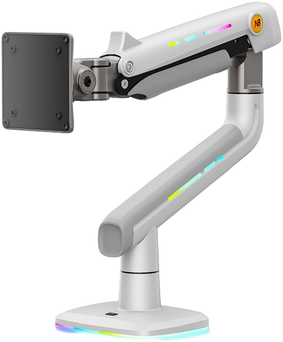 NB NORTH BAYOU E5 asztali monitor tartó kar, 20"- 60" képátlóig, max 20 kg, VESA 75/100, RGB LED, fehér