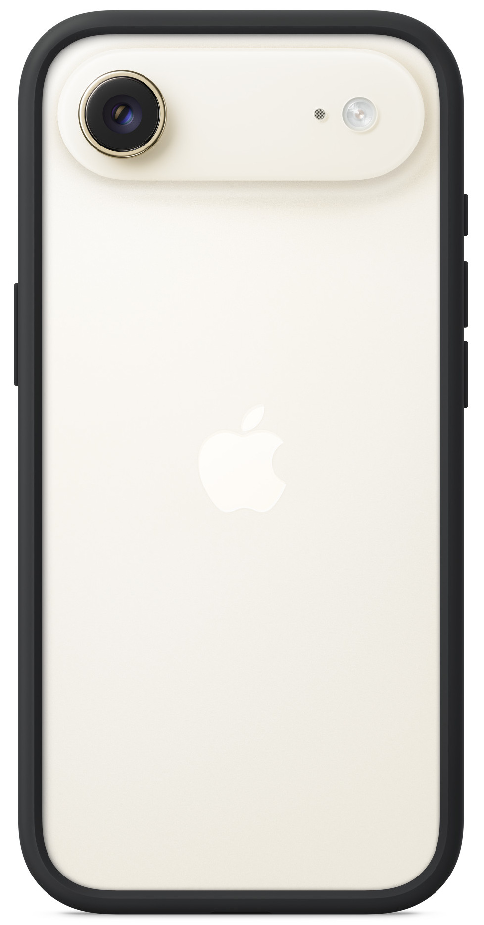 Biały iPhone z czarną ramką. Ma aparat i lampę błyskową u góry. Logo Apple znajduje się pośrodku.