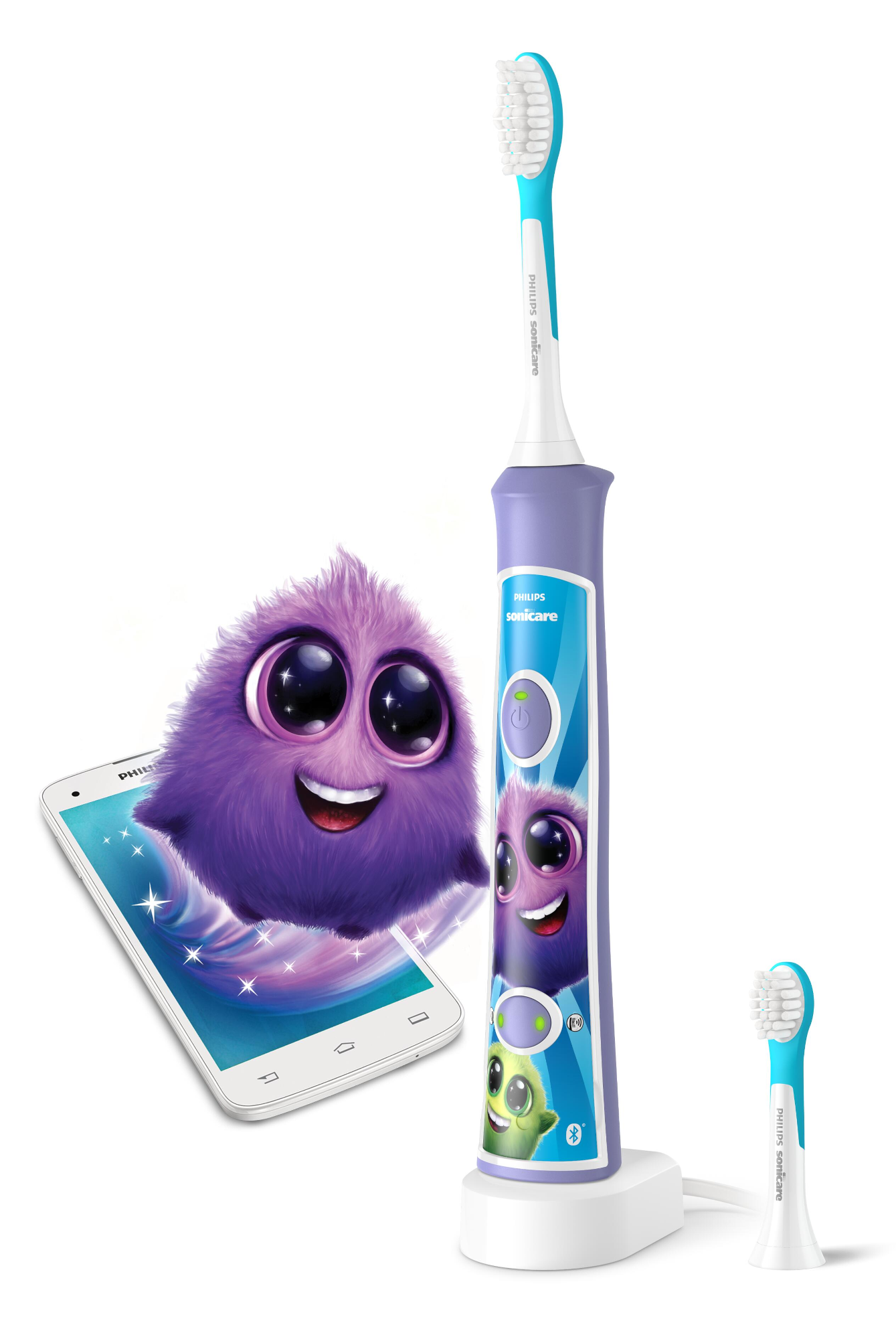 PHILIPS HX6322/12 Sonicare for Kids elektromos fogkefe applikációval, 2db fejjel, lila