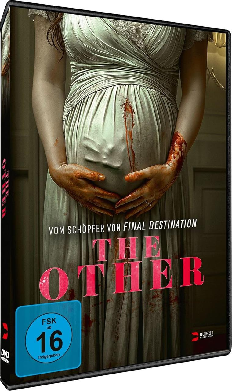 DVD-Cover. Eine schwangere Frau in einem weißen Kleid mit Blut. Der Titel lautet 'THE OTHER'. Es ist ein Horrorfilm.