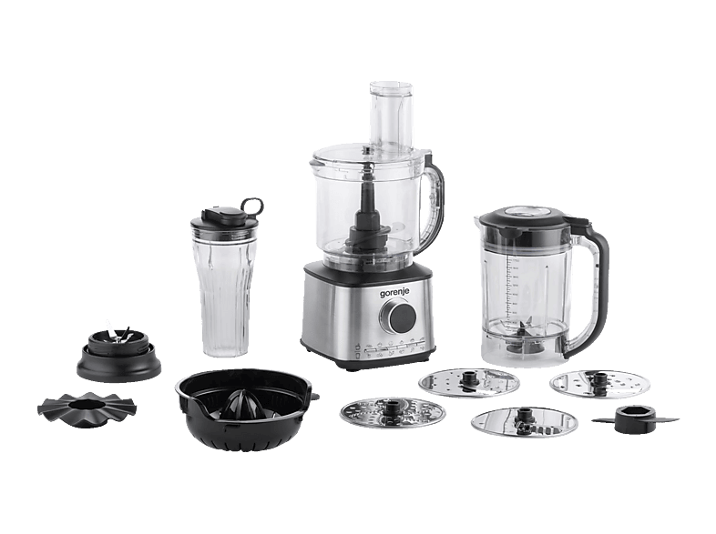 GORENJE SBR1500 E Kompakt-Küchenmaschine Silber/Schwarz (Rührschüsselkapazität: 2 l, 1500 Watt)