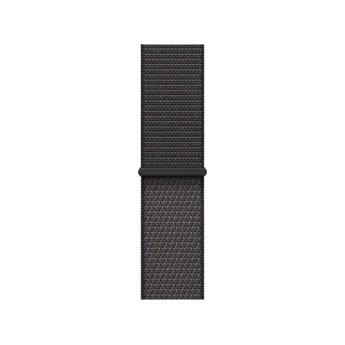 Ciemnoszary pasek do zegarka z teksturowanym wzorem na czarnym tle.