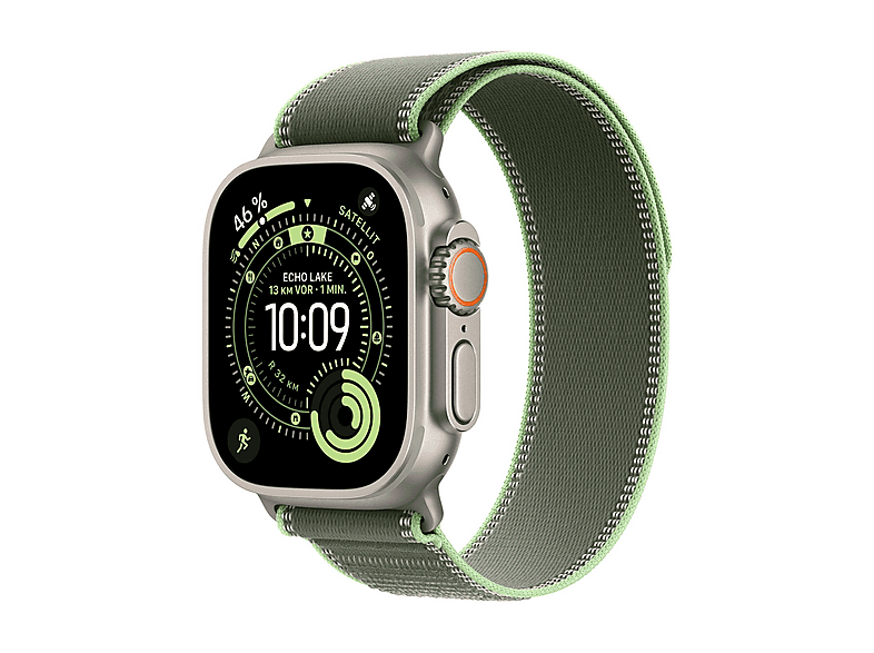 Thumbnail - APPLE 49 mm Trail Loop (M/L), Ersatzarmband, Grün/Neon - Titan Natur