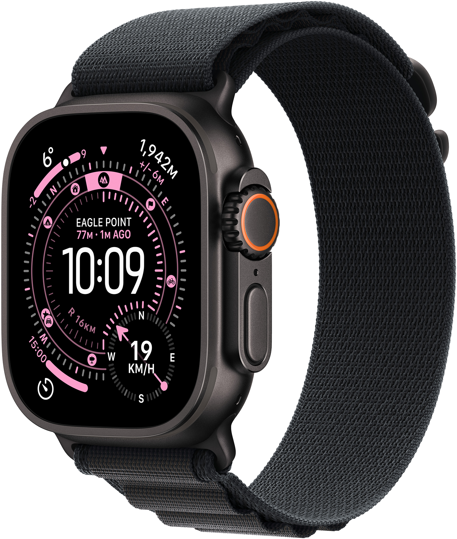 APPLE Watch Ultra 3 GPS+Cellular, 49mm-es fekete titántok, fekete alpesi pánt, S (MF0Q4QH/A)