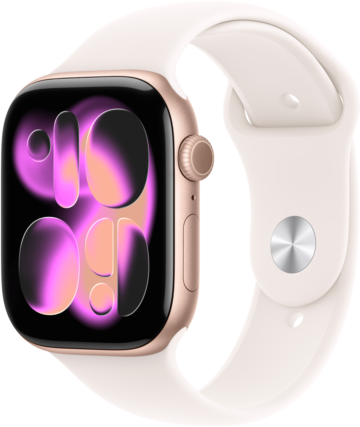 APPLE Watch Series 11 GPS+Cellular, 42mm rozéarany alumíniumtok, lágy rózsaszín sportszíj, S/M (MF8E4MP/A)